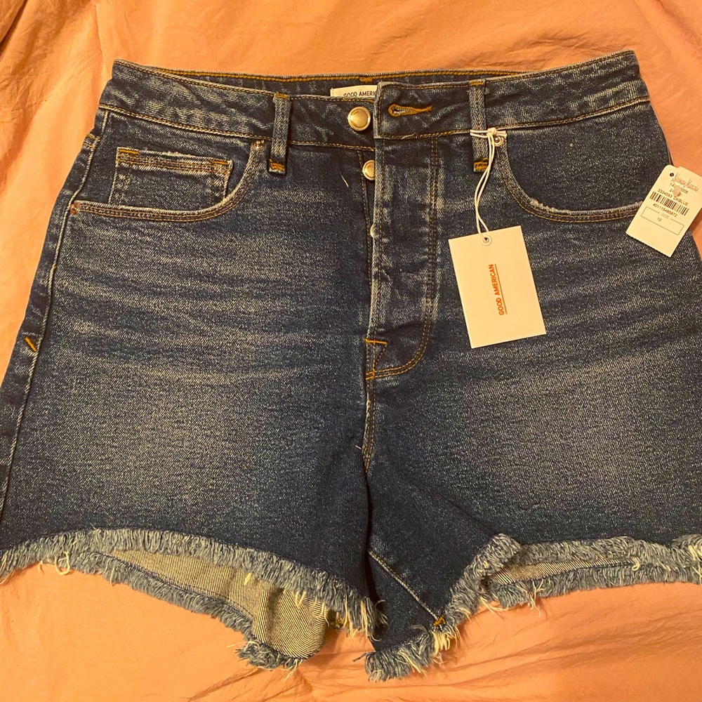 Good American bombshell high rise denim shorts